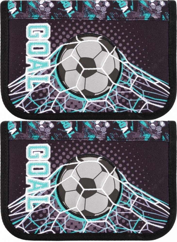 2x Piórnik szkolny Bambino Goal, 1-komorowy, dwuklapkowy, bez wyposażenia, 21x14x3.5cm