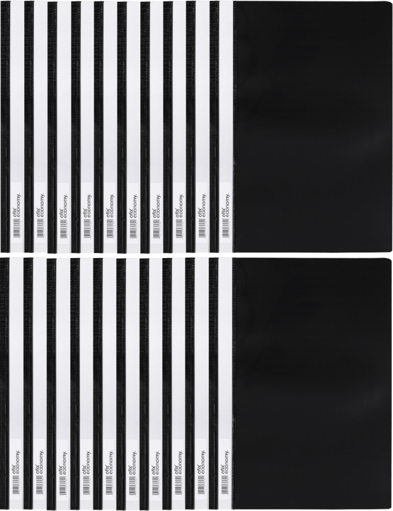 20x skoroszyt plastikowy Ofix Economy, A4, PP, do 200 kartek, czarny