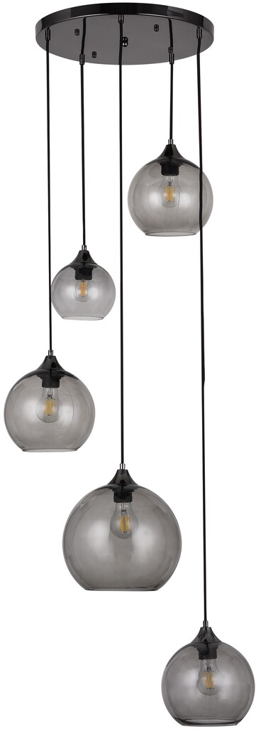 Rabalux Tanesha lampa wisząca 5x40W czarny/dymny 6440