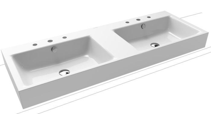 Kaldewei Puro umywalka 130x46 cm nablatowa prostokątna model 3171 biała 907206053001