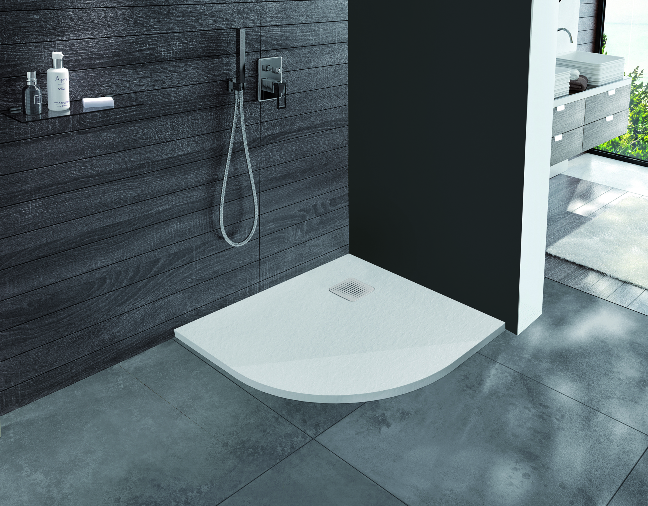 Sanplast Eco Mineral brodzik półokrągły 90x90 cm biały 645-580-0430-01-020