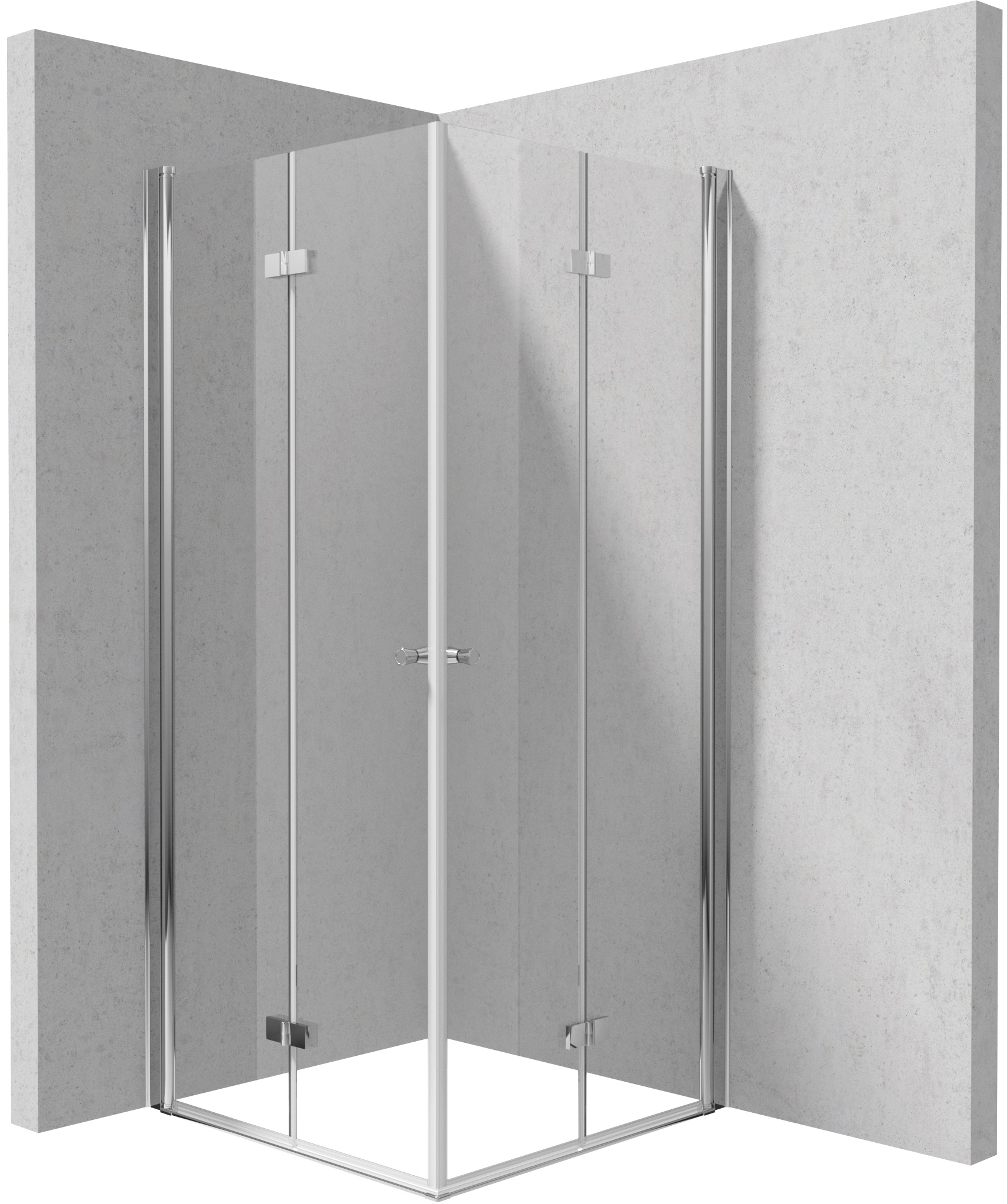 Zestaw Deante Kerria Plus kabina prysznicowa 100x90 cm prostokątna chrom/szkło przezroczyste (KTSX043P, KTSX041P)