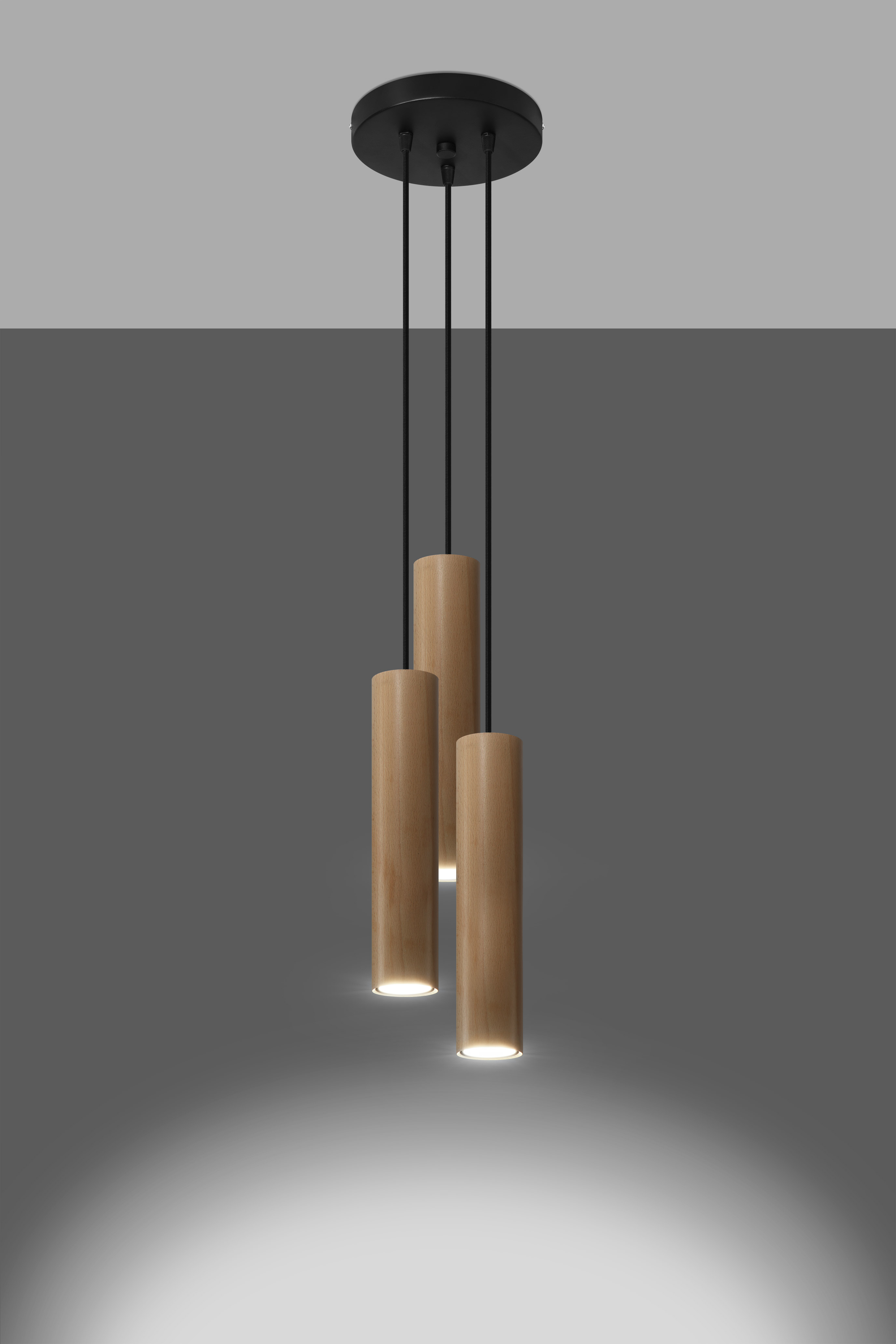Sollux Lighting Lino lampa wisząca 3x40W drewno naturalne SL.1012