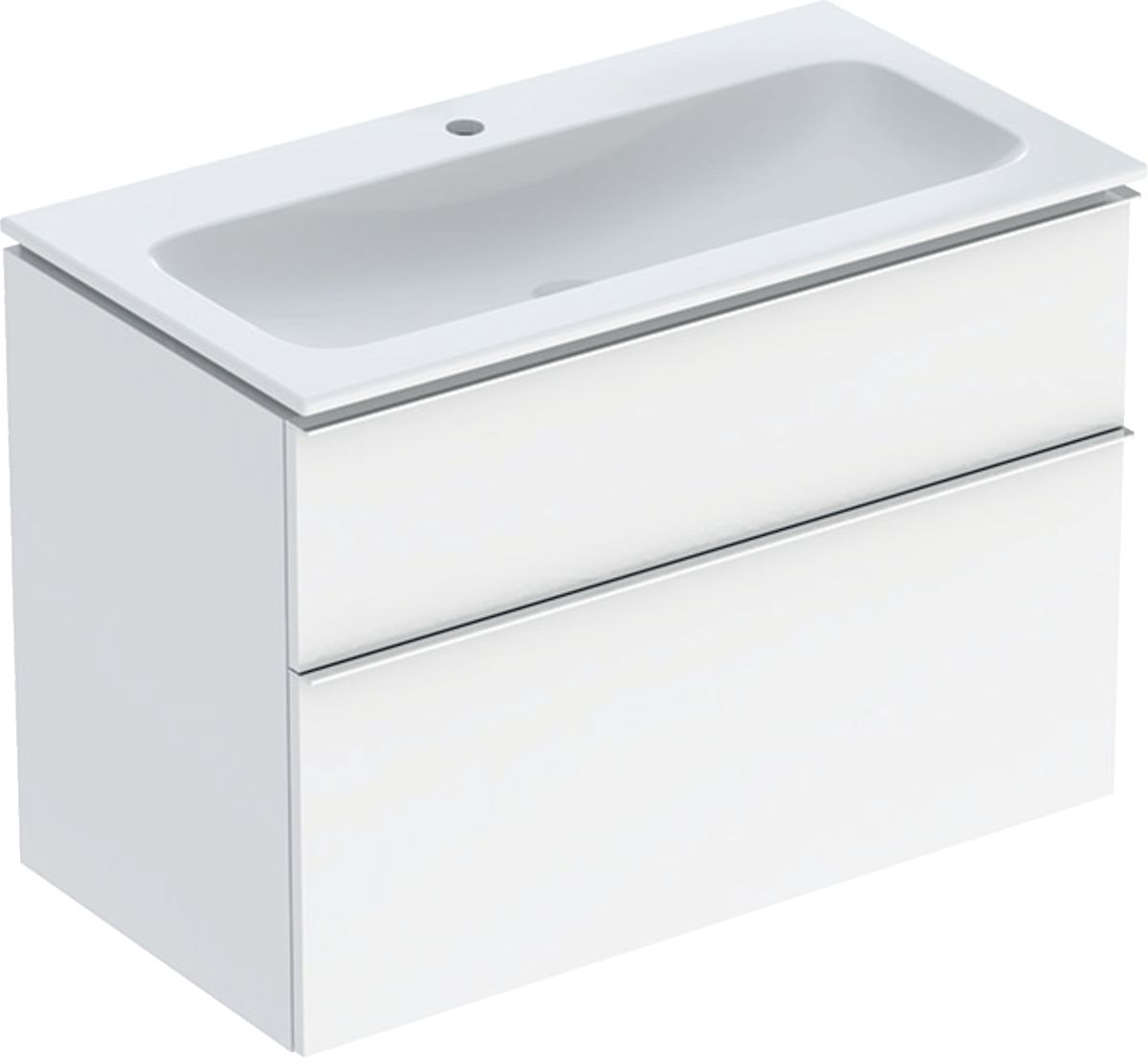Geberit iCon Set Slim umywalka z szafką 90 cm zestaw meblowy KeraTect biały połysk/chrom 502.333.01.2