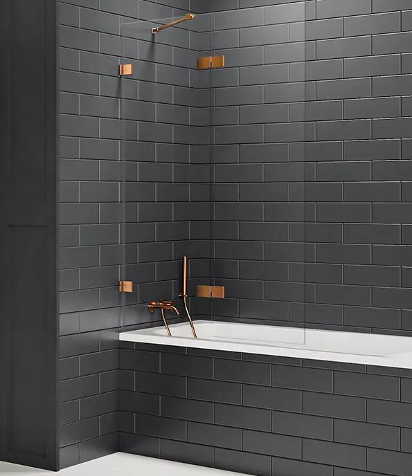 New Trendy Avexa Copper Brushed parawan nawannowy 100 cm 2-częściowy miedź szczotkowana/szkło przezroczyste EXK-3808