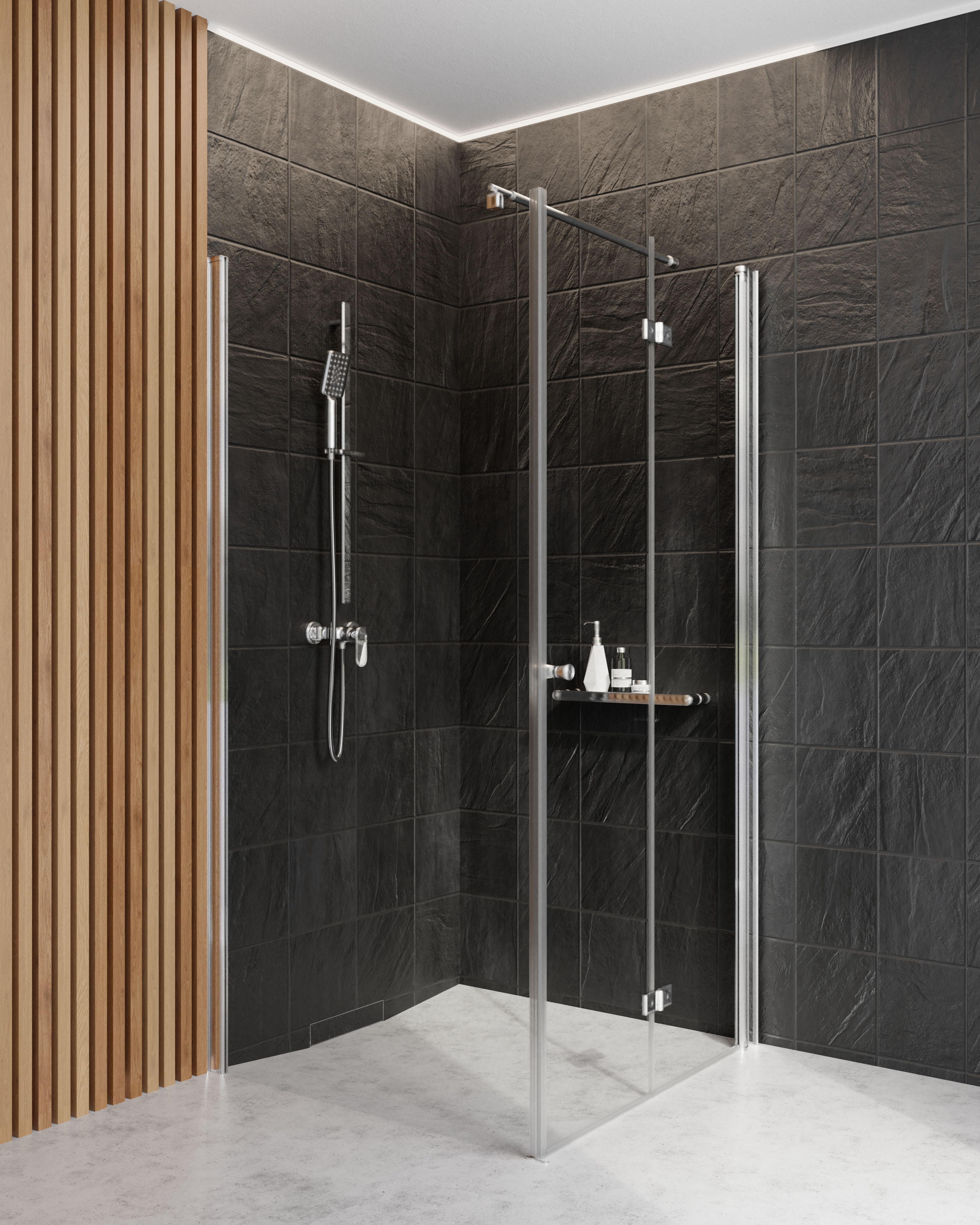 Zestaw Deante Kerria Plus kabina prysznicowa 100x90 cm prostokątna chrom/szkło przezroczyste (KTSX043P, KTS039P)