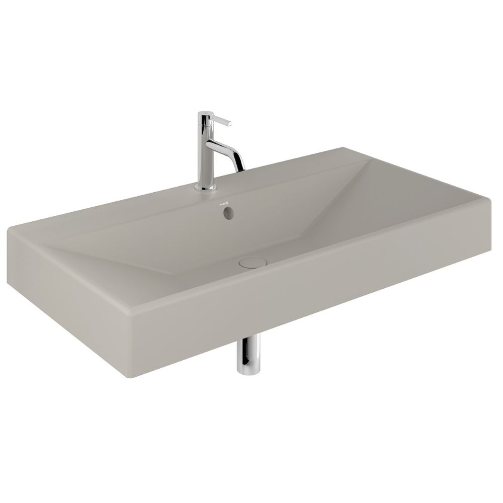 Kludi Resa umywalka z korkiem 101x50 cm prostokątna meblowa-nablatowa jasny szary mat 59WW101O2