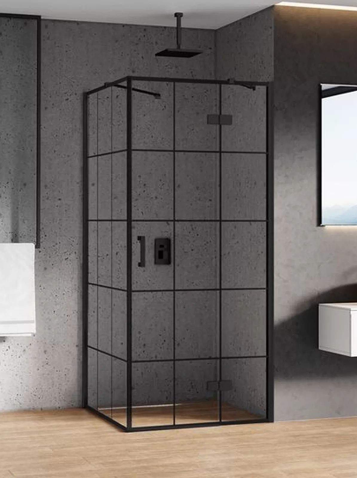 New Trendy New Renoma Black kabina prysznicowa 120x90 cm prostokątna czarny mat/szkło ze wzorem D-0385A/D-0119B