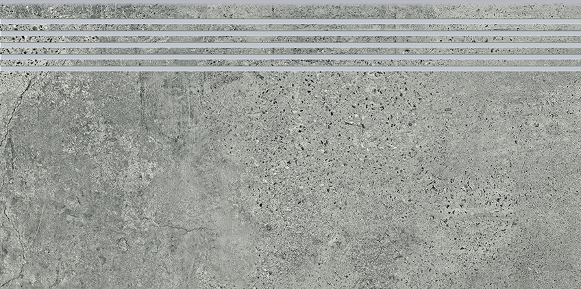 Opoczno Newstone Grey Steptread stopnica podłogowa 29,8x59,8 cm szary mat