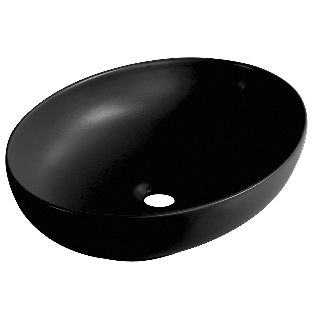 Laveo Desna umywalka 51x39 cm nablatowa owalna czarny mat VUDB251