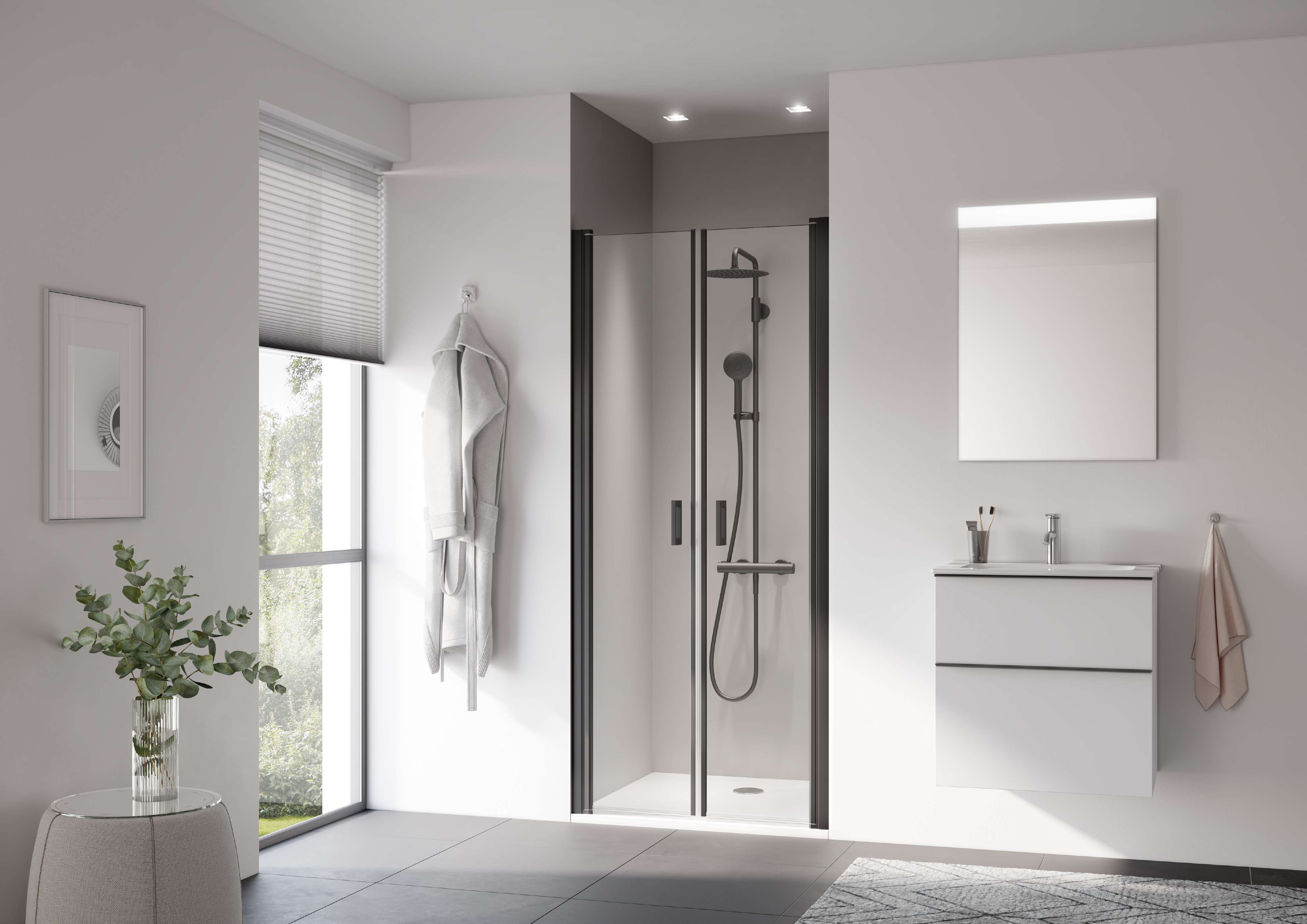 Kermi Cada XS Czarny Soft drzwi prysznicowe 120 cm czarny soft/szkło przezroczyste CKPTD120203PK