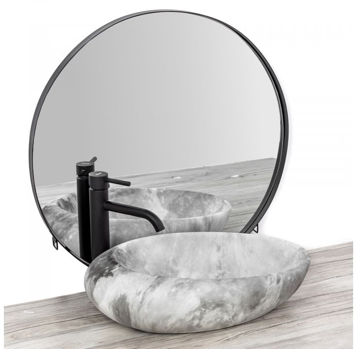 Rea Roxy C Stone umywalka 49x31 cm nablatowa owalna imitacja kamienia/jasny szary REA-U6651 - Wysyłka w 24h