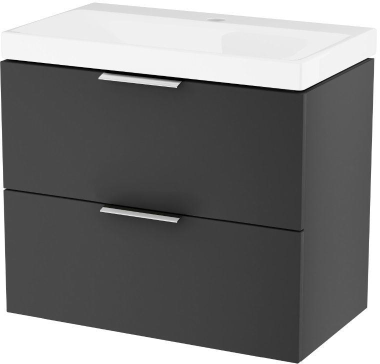 Zestaw Excellent Blanko umywalka z szafką 65 cm i uchwytami meblowymi czarny mat/biały/chrom MLEX.6317.KPL.640.BLCR