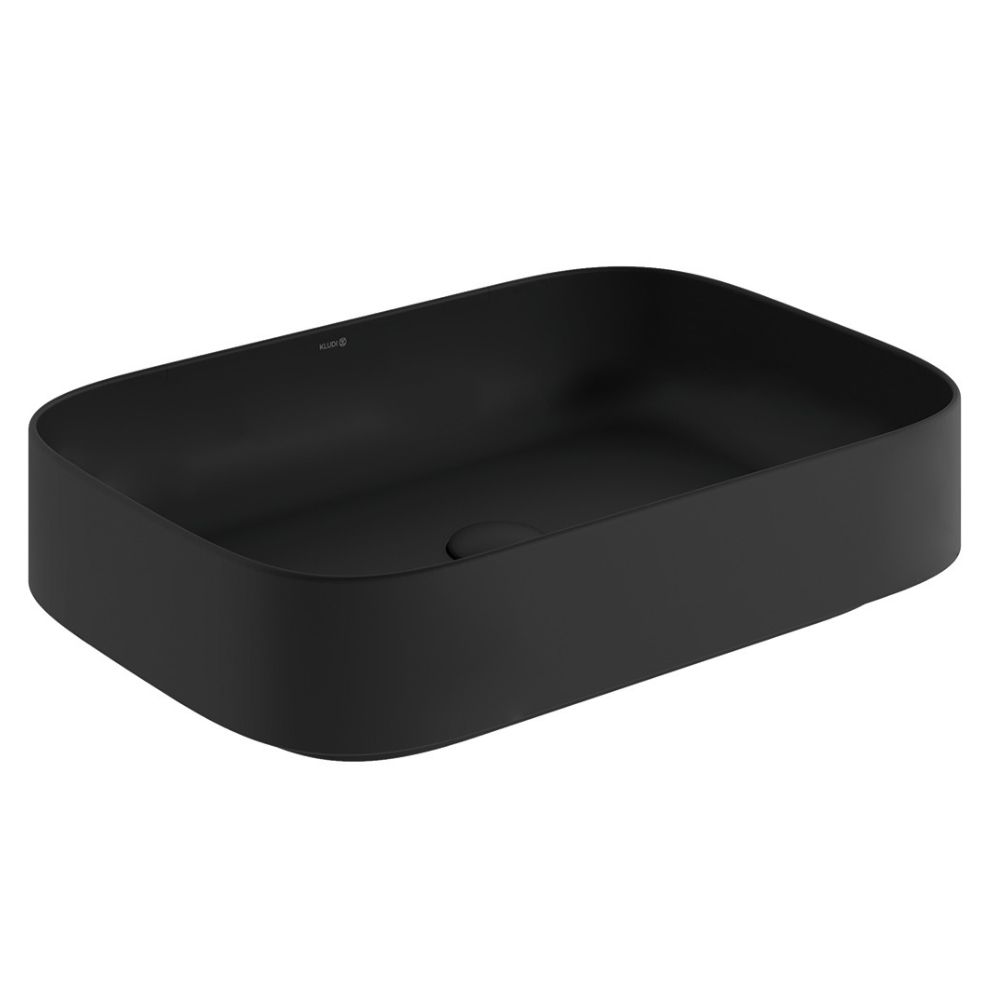 Kludi Resa S umywalka z korkiem 60x40 cm prostokątna nablatowa czarny mat 58CW4039