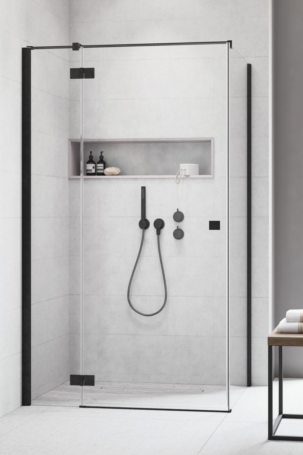 Radaway Essenza New Black KDJ drzwi prysznicowe 110 cm lewe czarny mat/szkło przezroczyste 385041-54-01L - Wysyłka w 24h