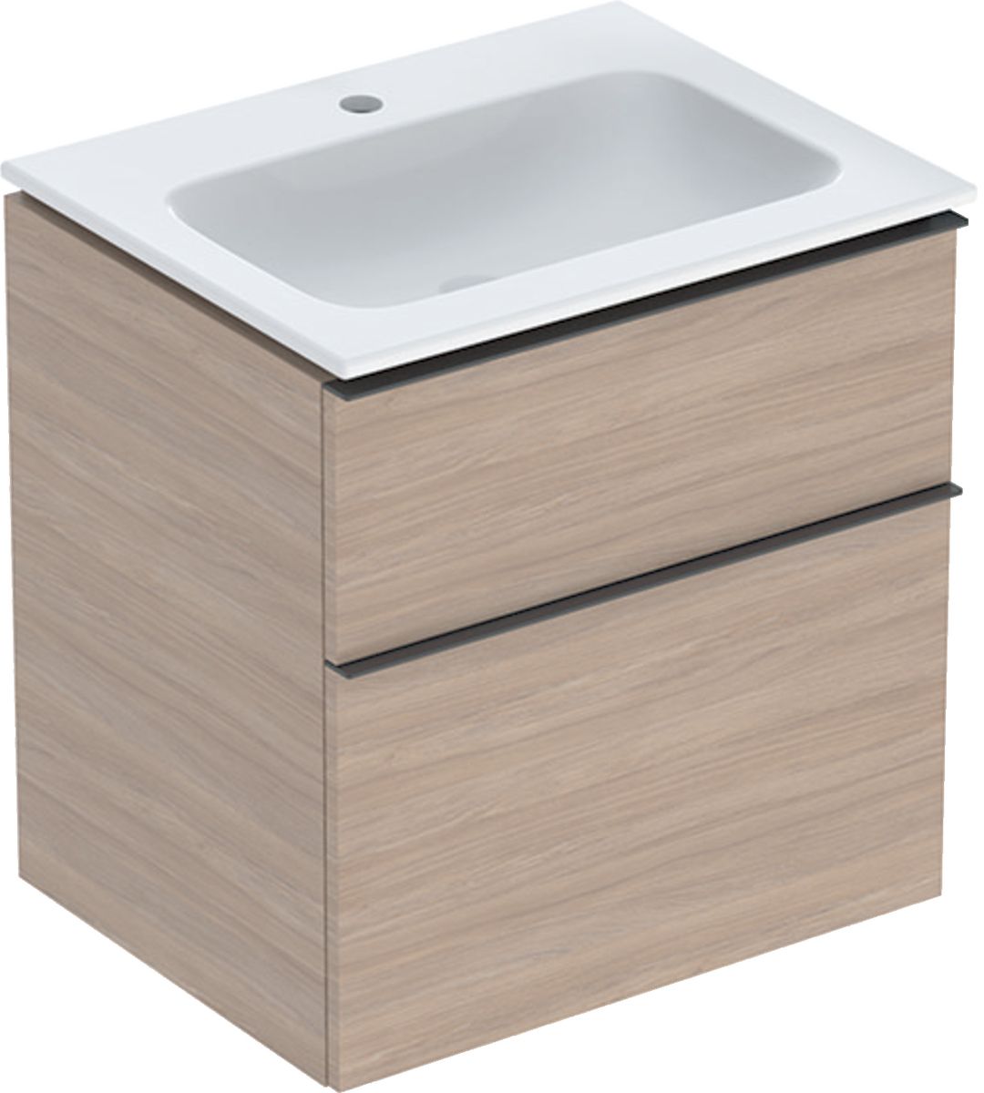 Geberit iCon Set Slim umywalka z szafką 60 cm zestaw meblowy KeraTect dąb/lava mat 502.331.JH.1