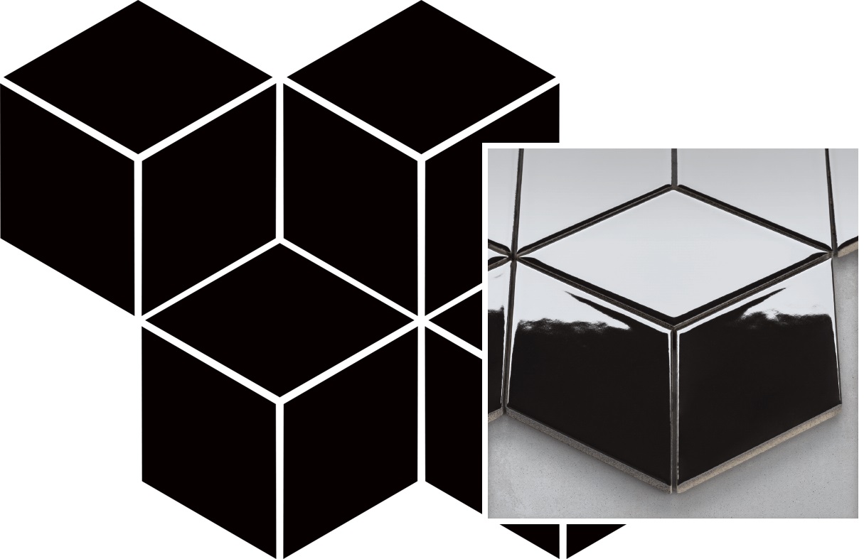 Paradyż mozaika ścienna 20,4x23,8 cm uniwersalna prasowana romb hexagon czarna