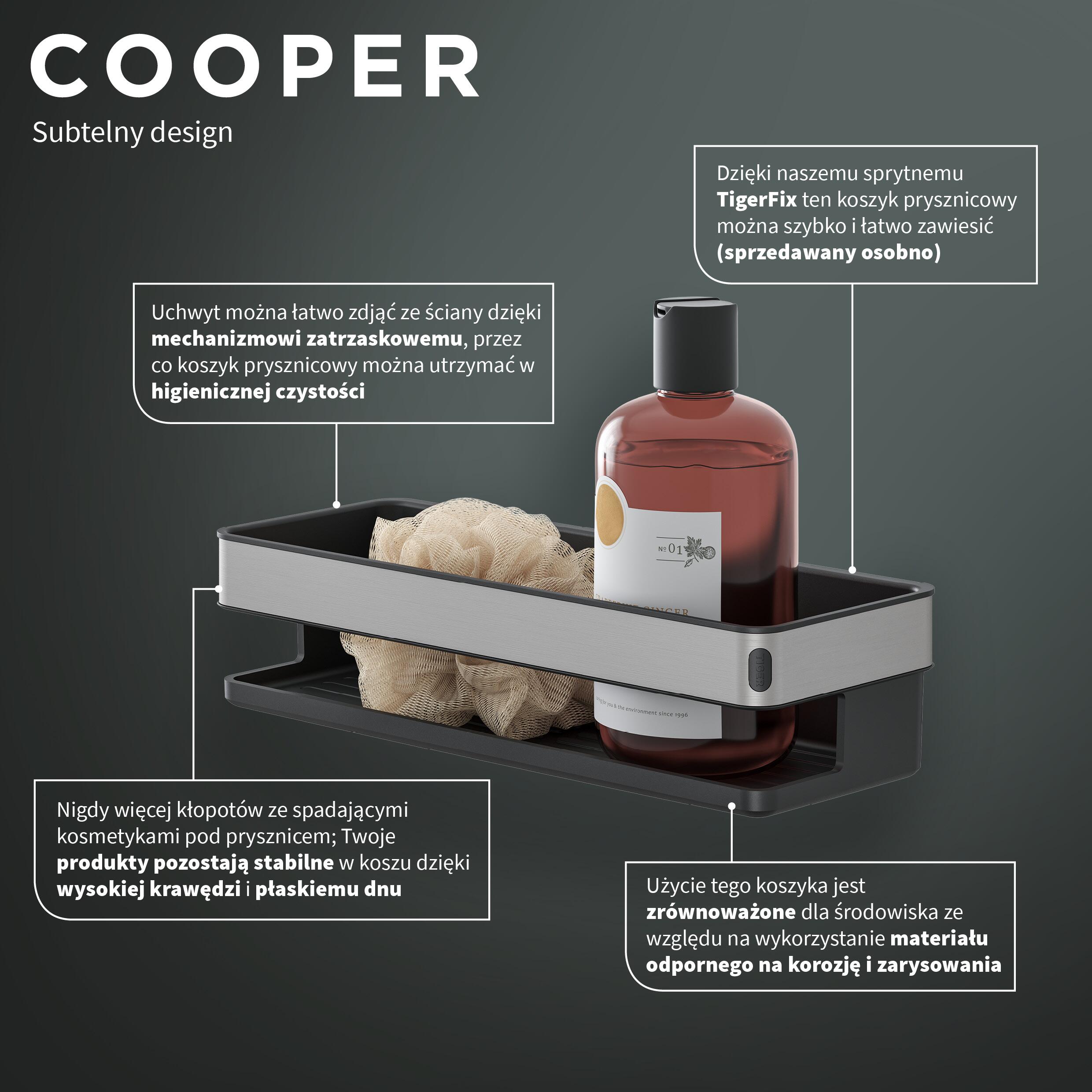 Tiger Cooper koszyk prysznicowy 28 cm stal/czarny 800234