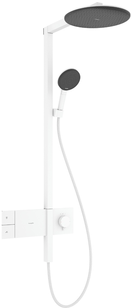 Hansgrohe Raindance Alive S EcoSmart zestaw prysznicowy ścienny termostatyczny z deszczownicą biały 24583700