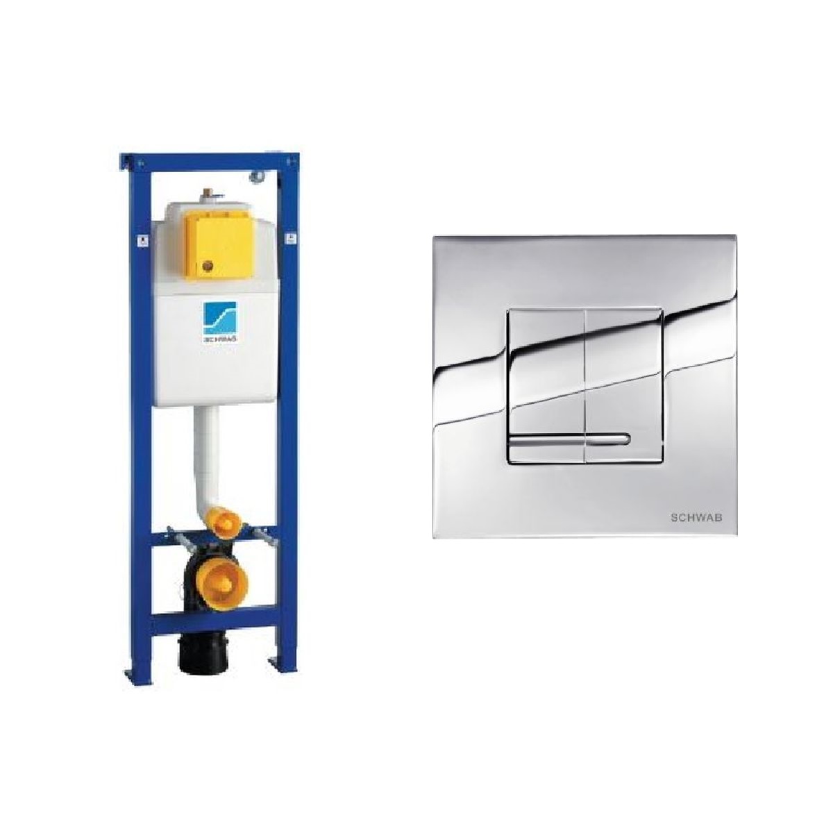 Zestaw Schwab Duplo WC 380 stelaż podtynkowy WC z przyciskiem Arte Duo chrom błyszczący (4060452701, 4060415651) - Wysyłka w 24h