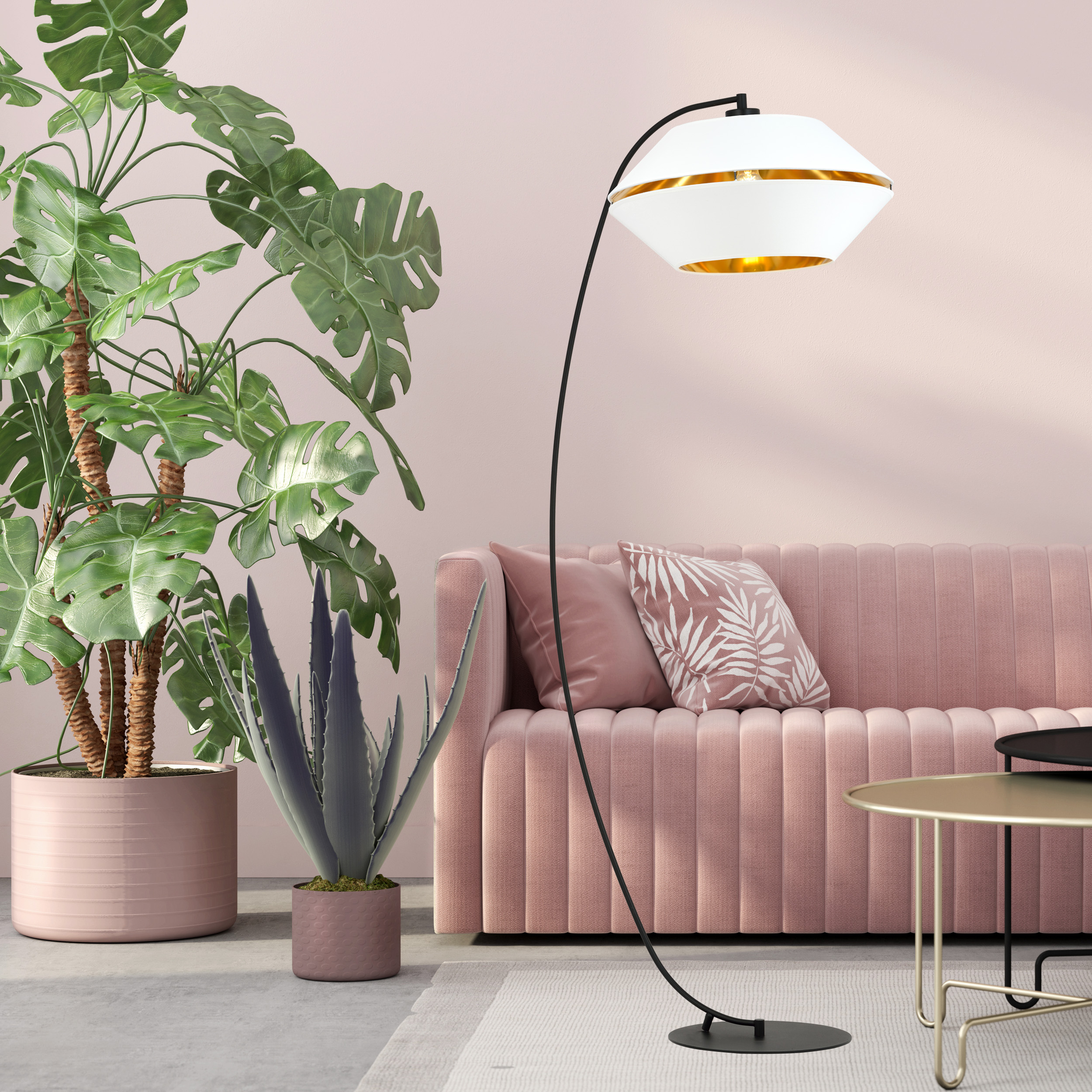 Emibig Piano lampa stojąca 1x15 W biała-czarna-złota 1182/LP