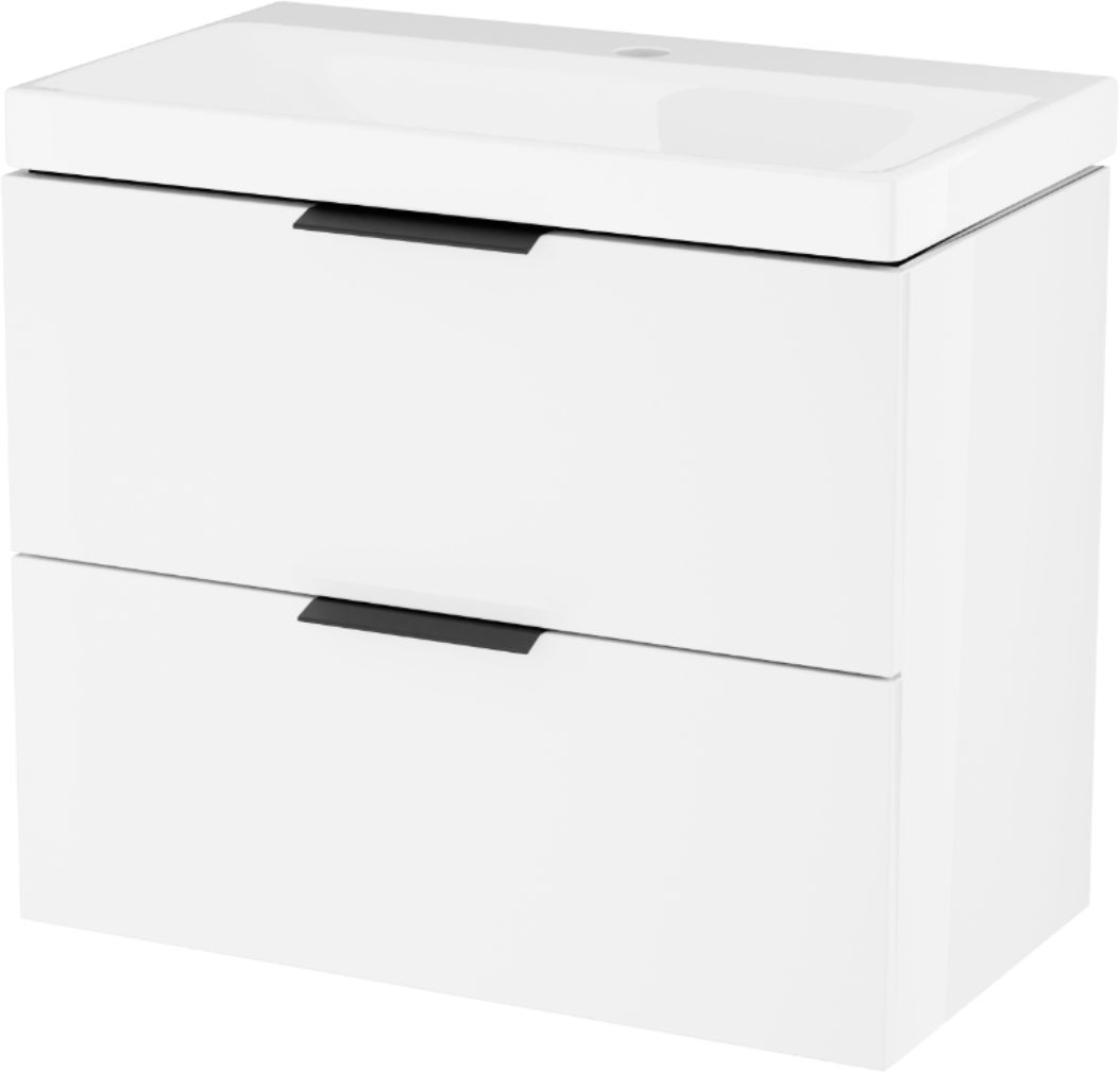 Zestaw Excellent Blanko umywalka z szafką 65 cm i uchwytami meblowymi biały połysk/czarny mat MLEX.6317.KPL.640.WHBL - Wysyłka w 24h