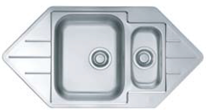 Alveus Line Start 40 zlewozmywak stalowy 99x50 cm wpuszczany 1.5-komorowy satyna 1082560