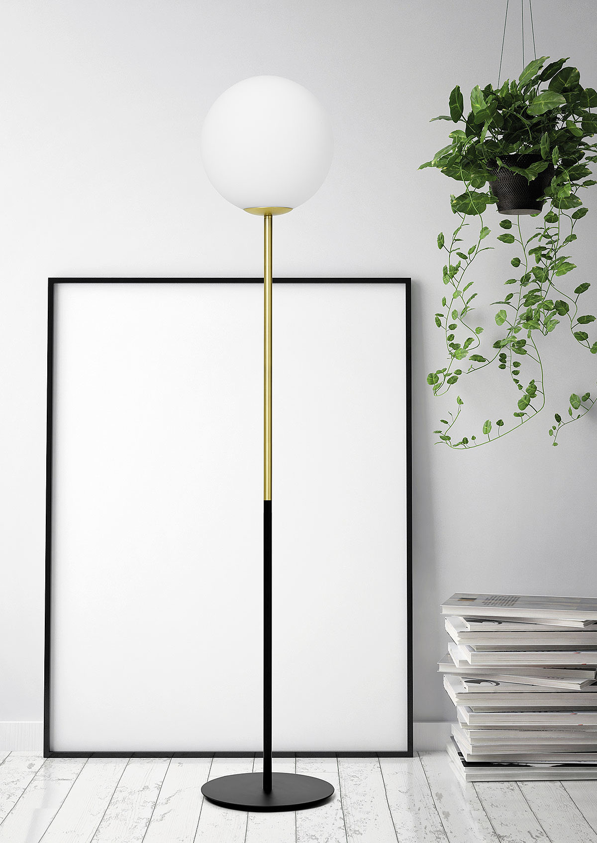 Miloox Jugen lampa stojąca 1x60W czarna/biała/złota 1744.62