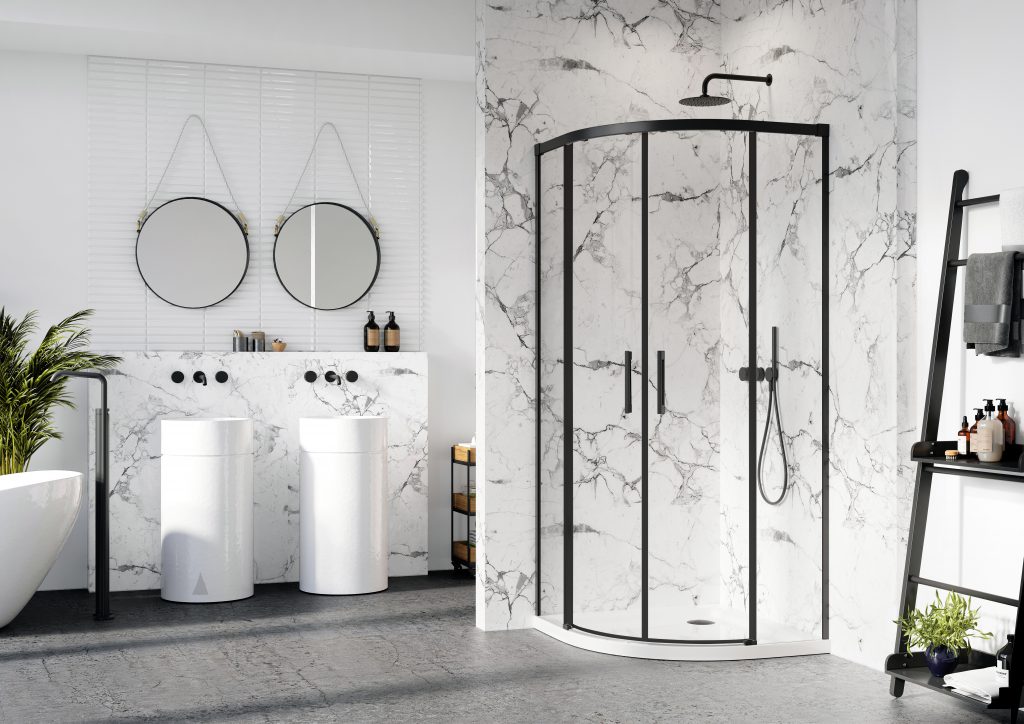 Radaway Idea PDD ścianki prysznicowe czarny/szkło przezroczyste 387150-54-01