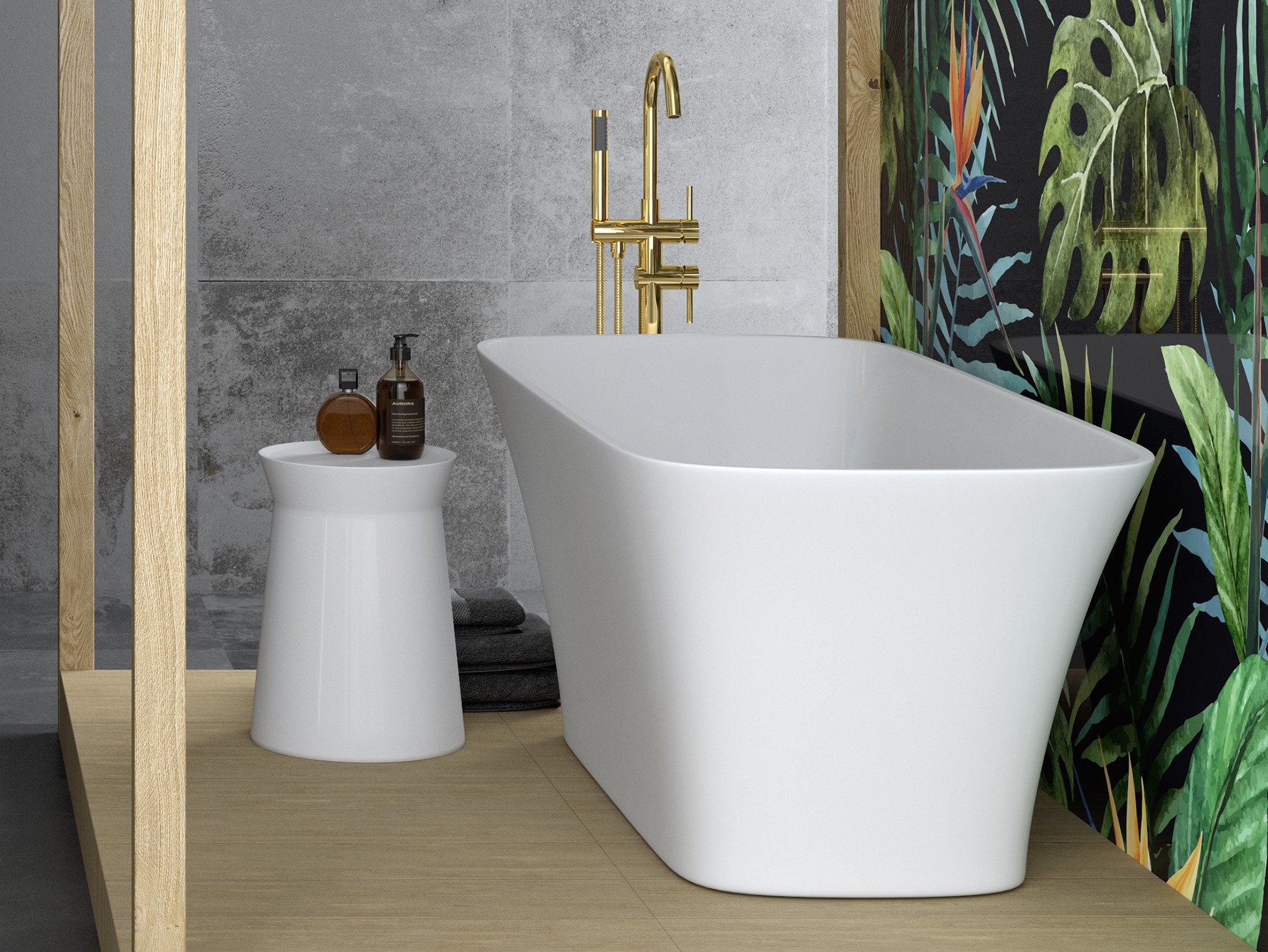 Besco Assos wanna wolnostojąca 160x70 cm biały/złoty #WMMB-160-AKG