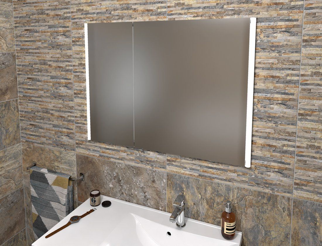 Sapho Integra szafka 95 cm lustrzana z oświetleniem LED szary IN095