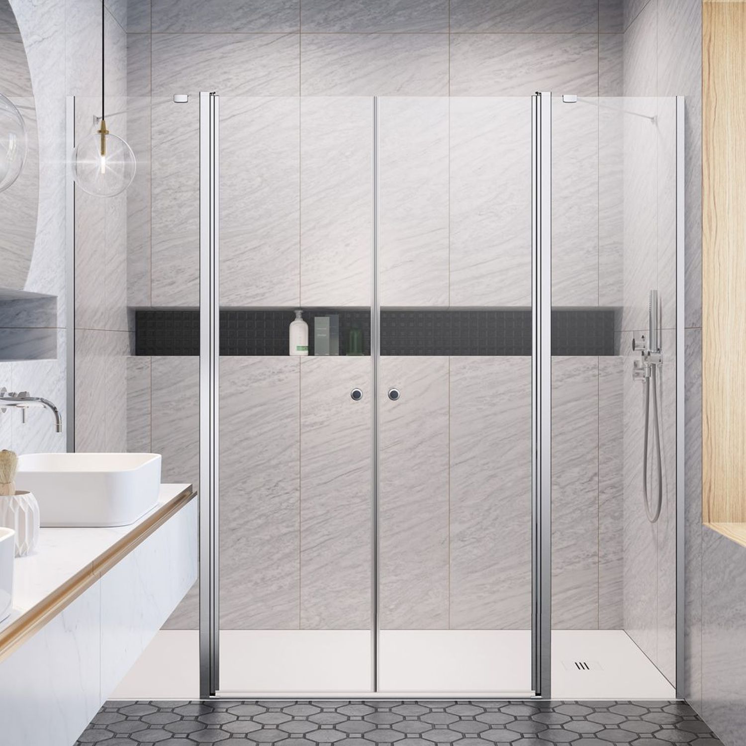 Radaway Eos DWD II ścianki prysznicowe 73 cm chrom/szkło przezroczyste 13799730-01-01