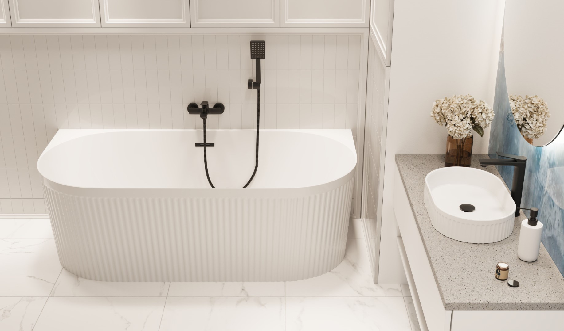 Invena Glamour wanna przyścienna 170x80 cm owalna biała AN-02-14U