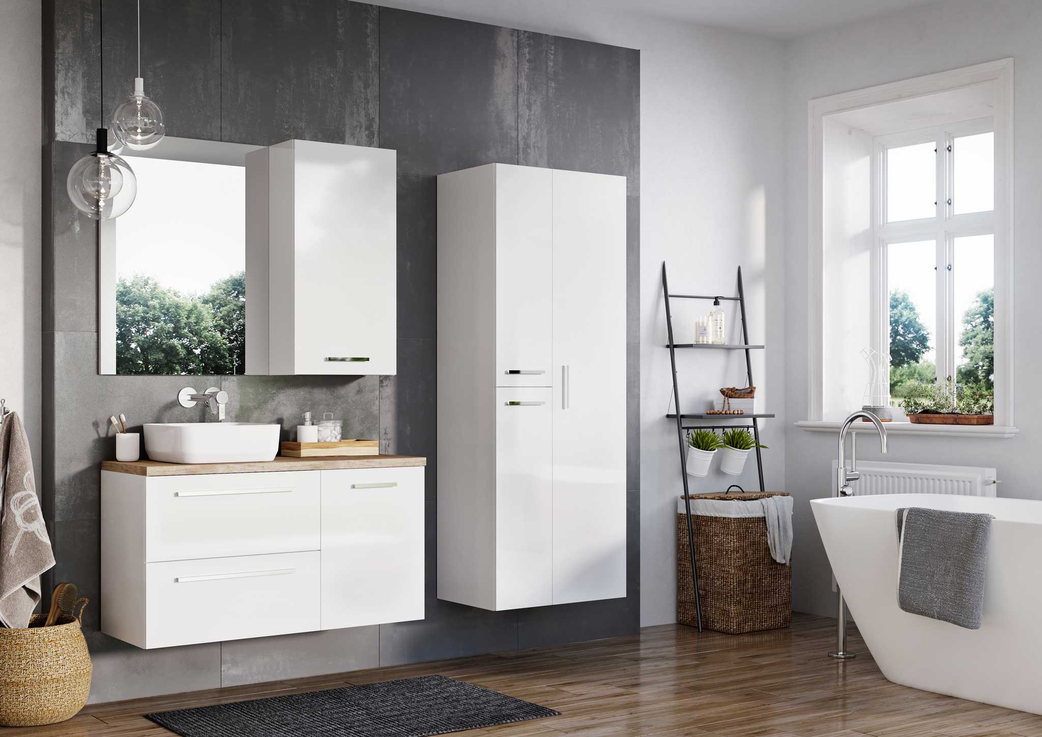 Elita Kwadro Plus komoda 40 cm wisząca biały połysk 167636 - Wysyłka w 24h