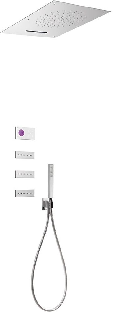 Tres Shower Technology zestaw prysznicowy podtynkowy termostatyczny z deszczownicą chrom/biały 092.864.04
