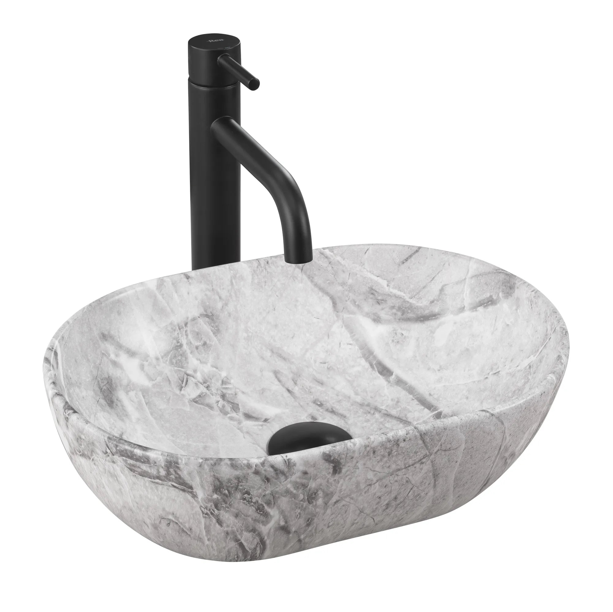 Rea Amelia umywalka 38x26 cm owalna nablatowa szary/kamień REA-U9109 - Wysyłka w 24h
