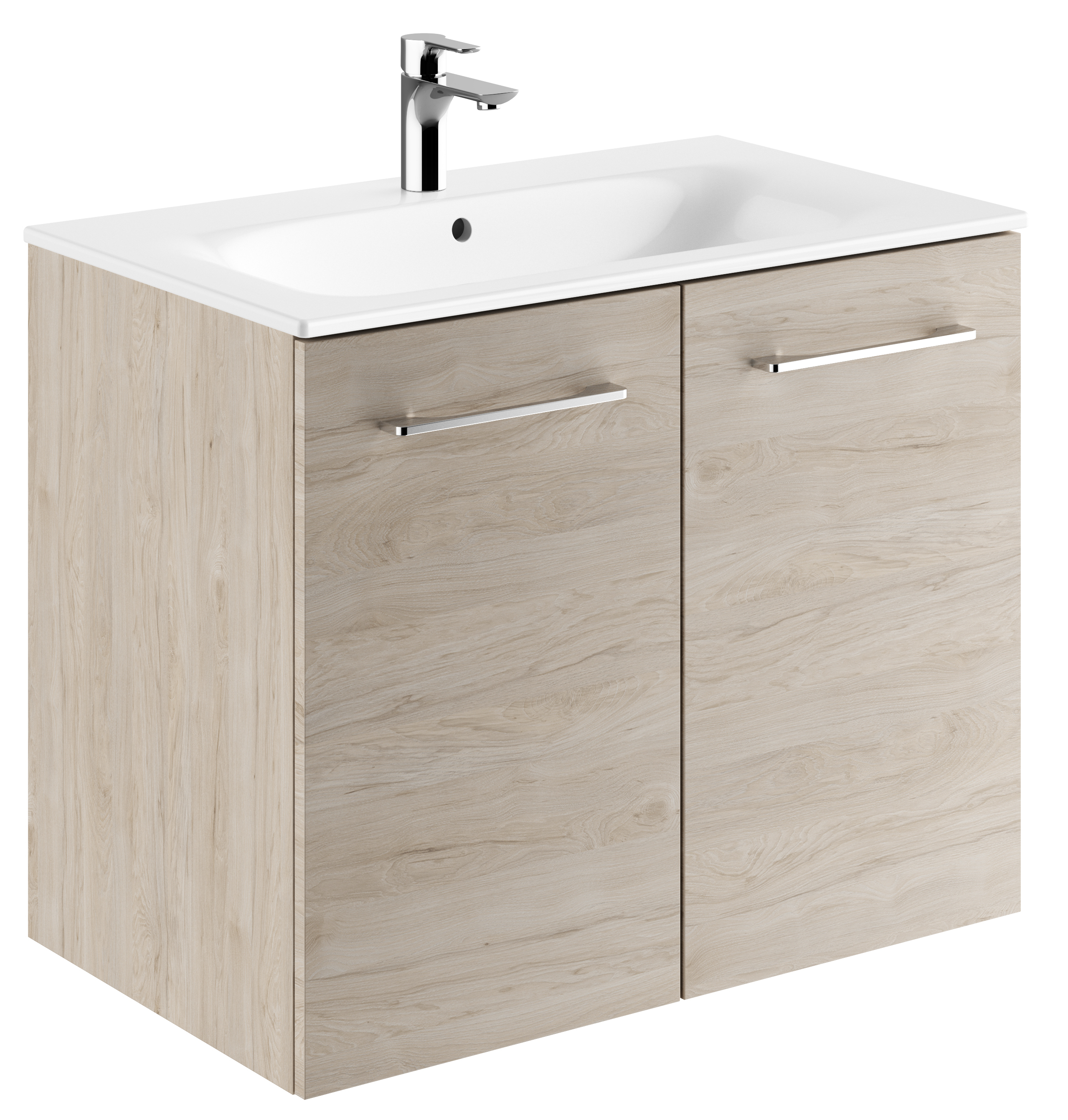 Geberit Selnova Square Slim umywalka z szafką 80 cm zestaw meblowy orzech włoski hickory jasny 501.259.00.1