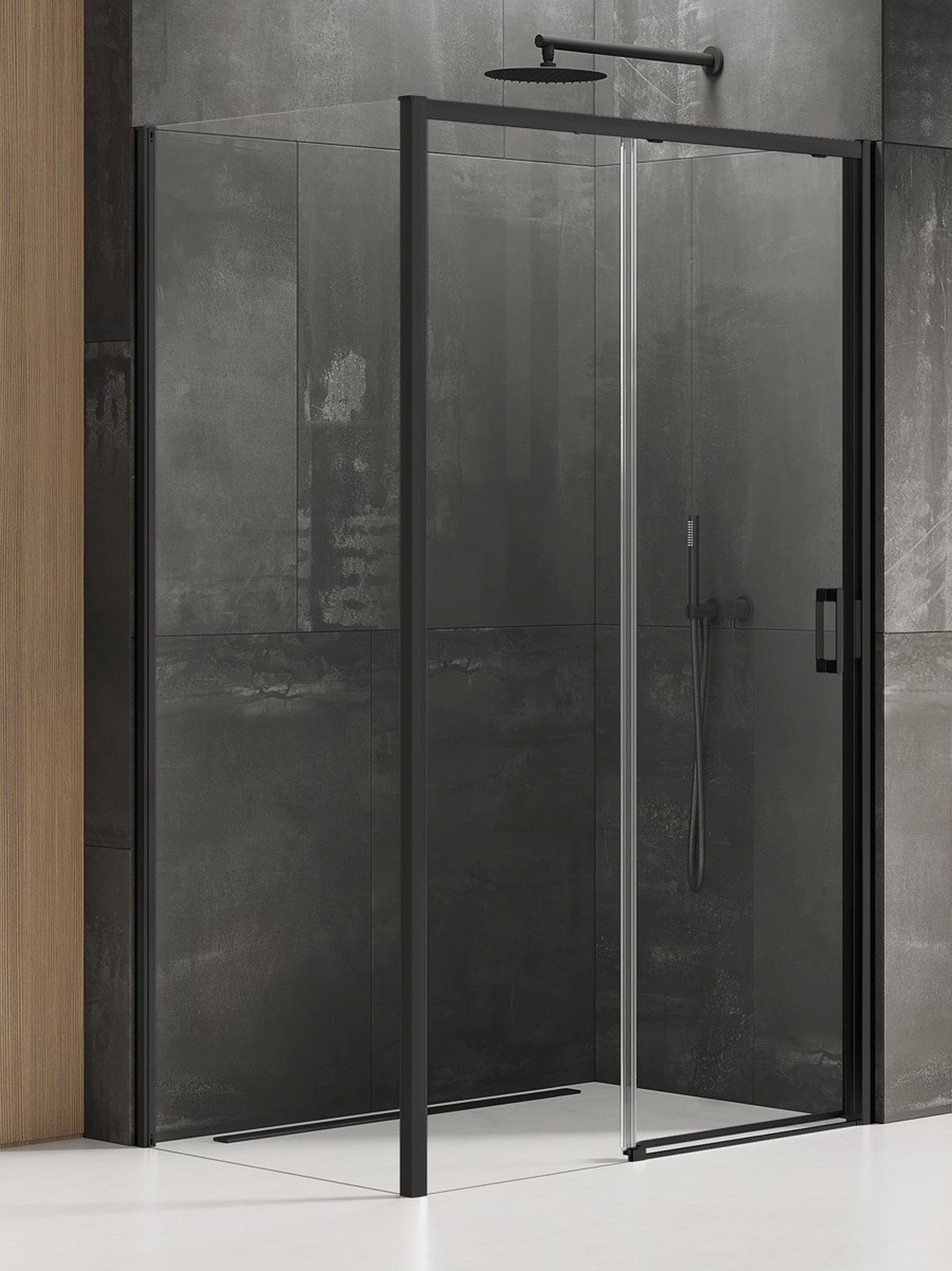 New Trendy Prime Black kabina prysznicowa 130x80 cm prostokątna lewa czarny mat/szkło przezroczyste K-1289