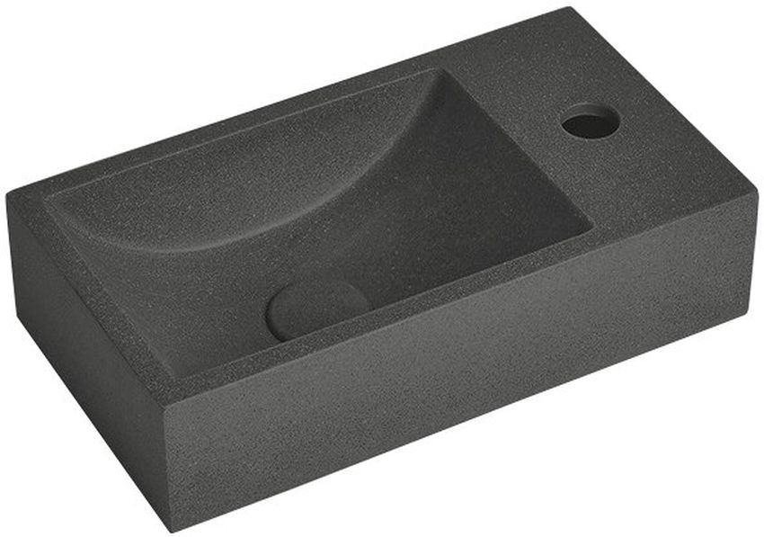 Sapho Small Crest R umywalka 40x22 cm ścienna prostokątna betonowa czarny granit AR409