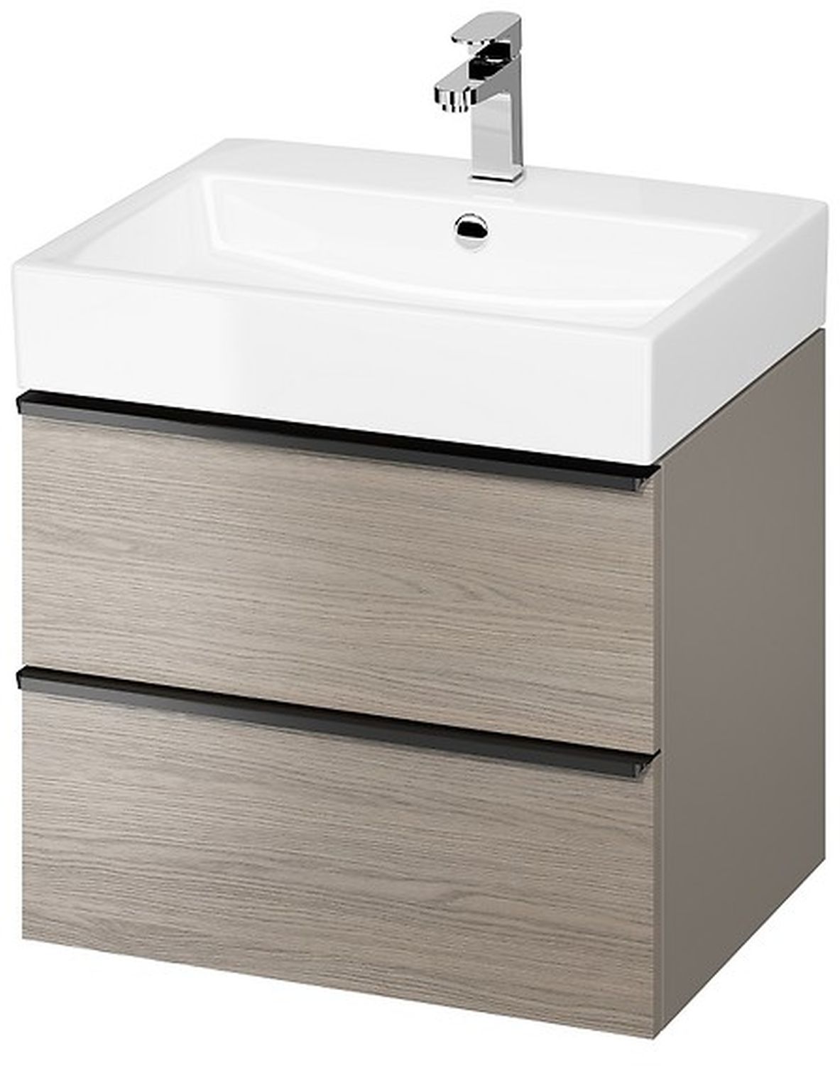 Cersanit Virgo SET B610 umywalka 60,5x46 cm z szafką wiszącą szary/dąb S801-430