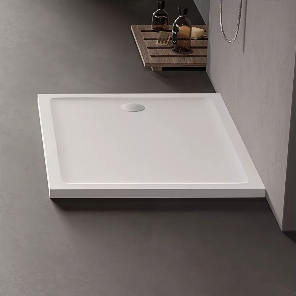 New Trendy Mild Stone brodzik 90x80 cm prostokątny biały B-0632 - Wysyłka w 24h