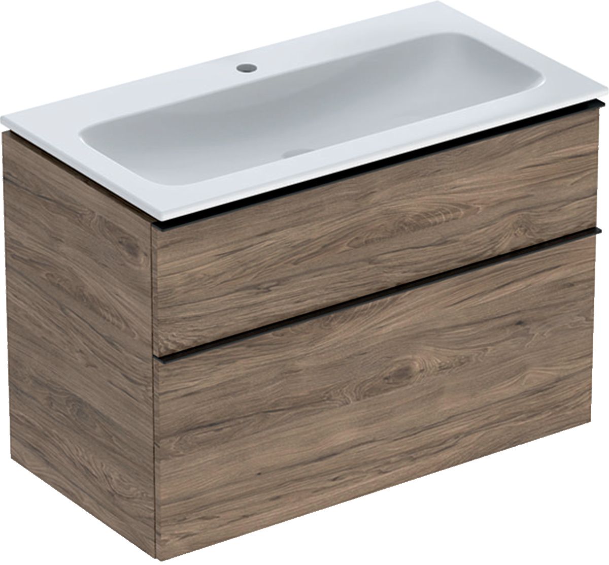 Geberit iCon Set Slim umywalka z szafką 90 cm zestaw meblowy orzech hickory/lava mat 502.337.JR.1