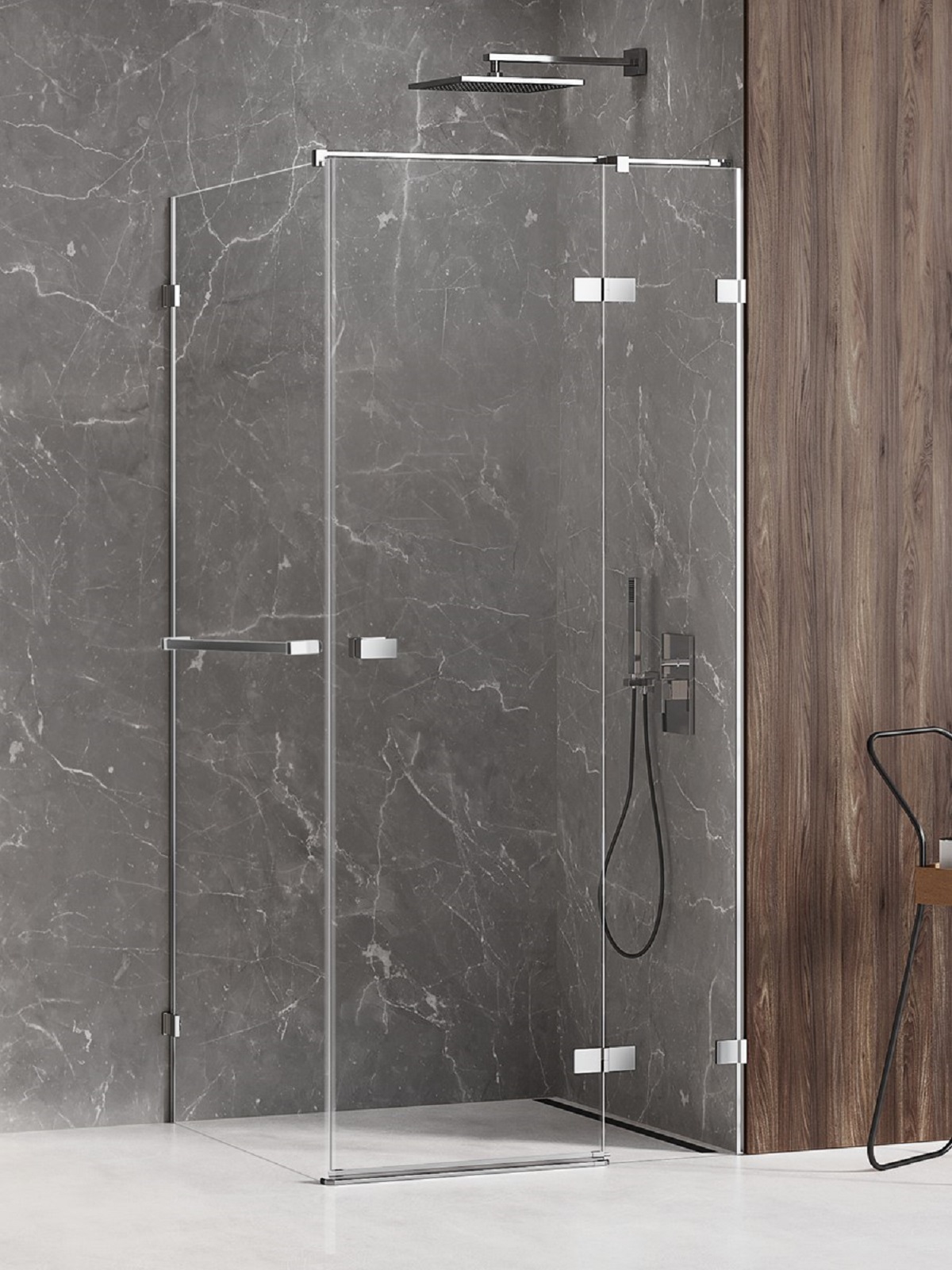 New Trendy Avexa kabina prysznicowa 80x90 cm prostokątna prawa chrom/szkło przezroczyste EXK-2415