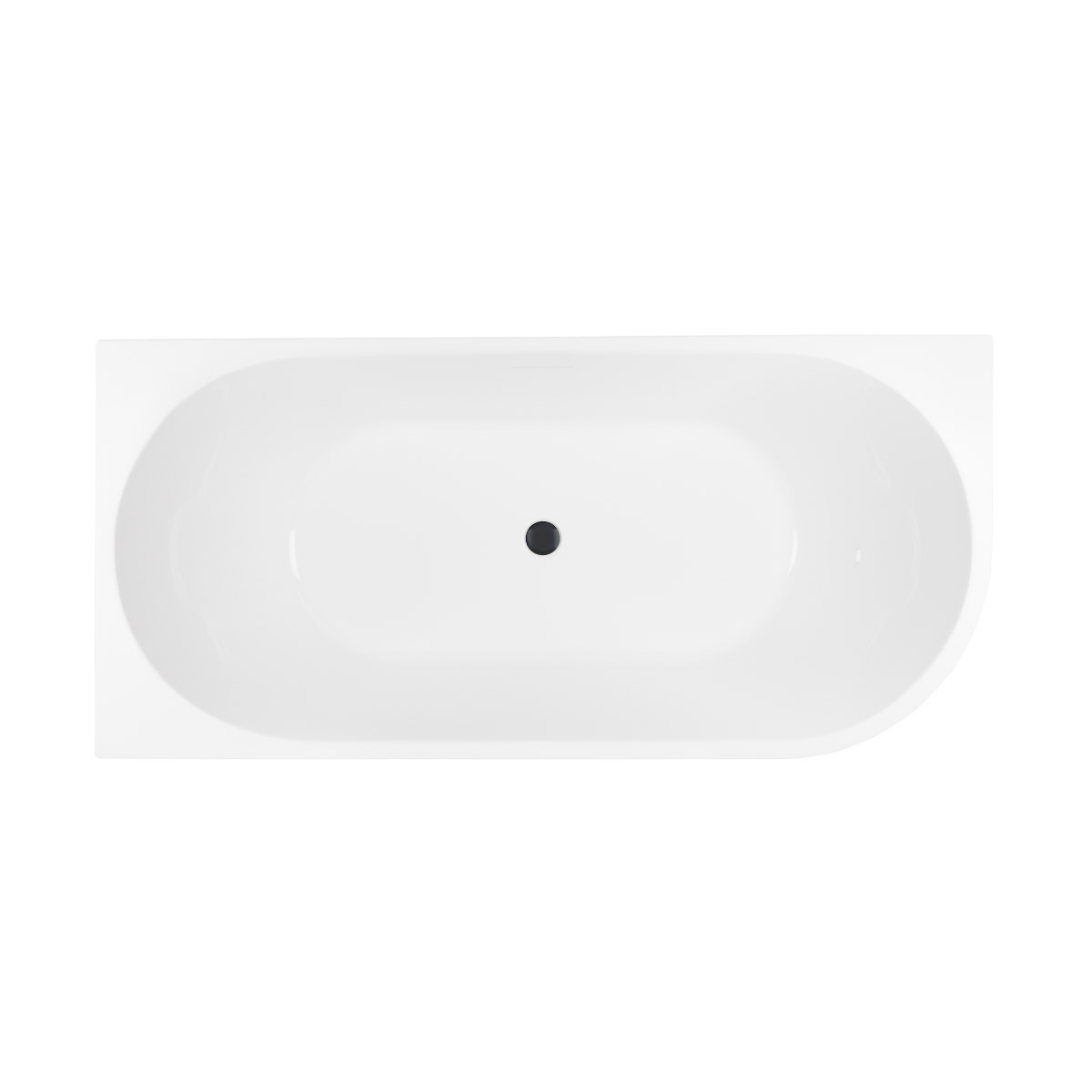 Zestaw Oltens Delva wanna wolnostojąca 150x75 cm narożna lewa z pokrywą korka biały połysk/czarny mat (11007000, 09002300) - Wysyłka w 24h