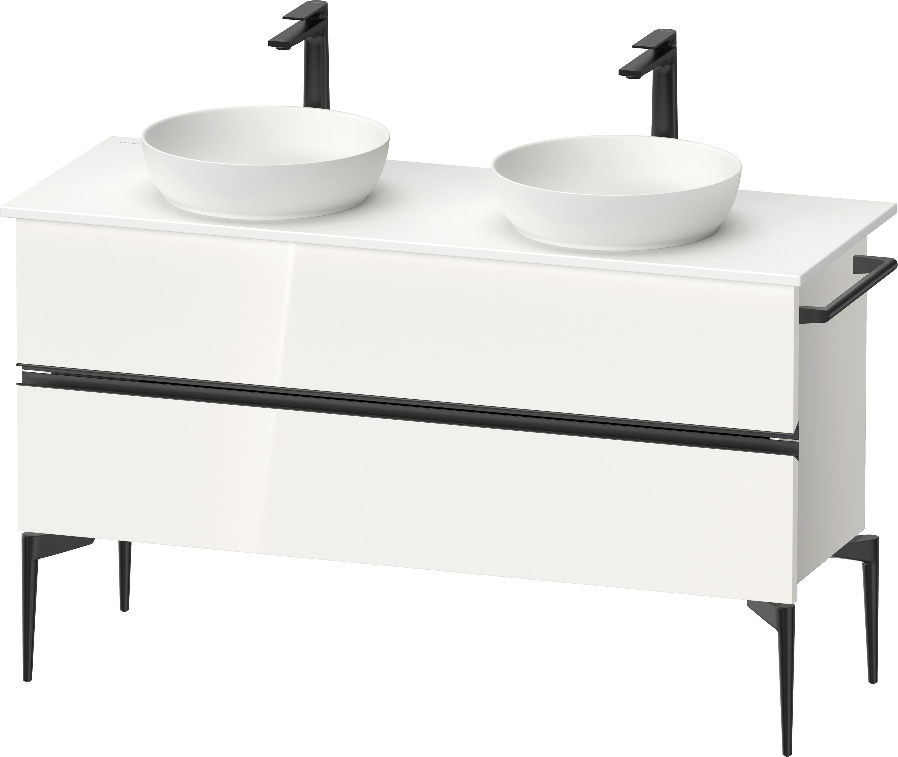 Duravit Sivida szafka 131,5x47,5x54,8 cm podumywalkowa wisząca biała-czarna SV46610BD220000
