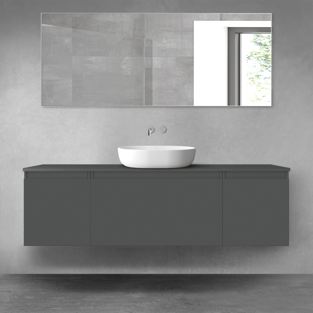 Oltens Vernal zestaw mebli łazienkowych 160 cm z blatem grafit mat 68470400