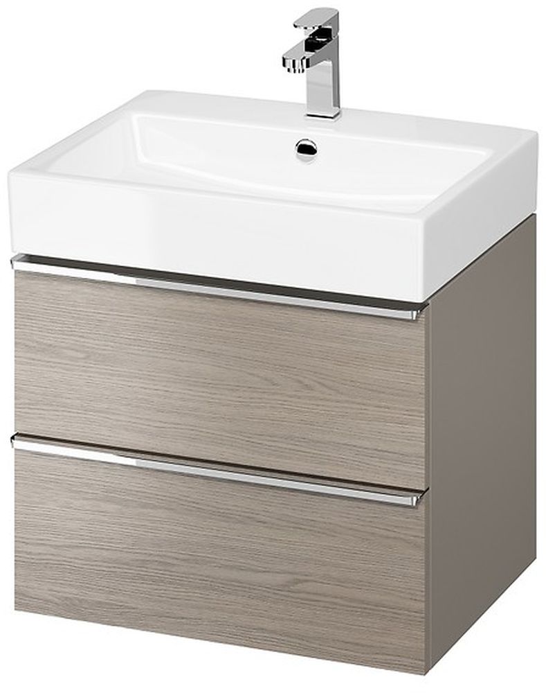 Cersanit Virgo SET B608 umywalka 60,5x46 cm z szafką wiszącą szary/dąb S801-428
