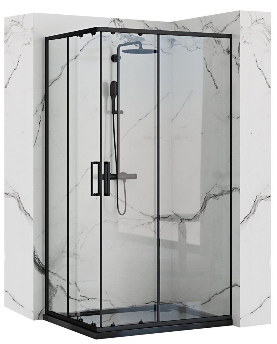 Rea Punto Black kabina prysznicowa 100x80 cm prostokątna czarny półmat/szkło przezroczyste REA-K4806 - Wysyłka w 24h