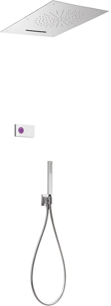 Tres Shower Technology zestaw prysznicowy podtynkowy termostatyczny z deszczownicą chrom/biały 092.863.04