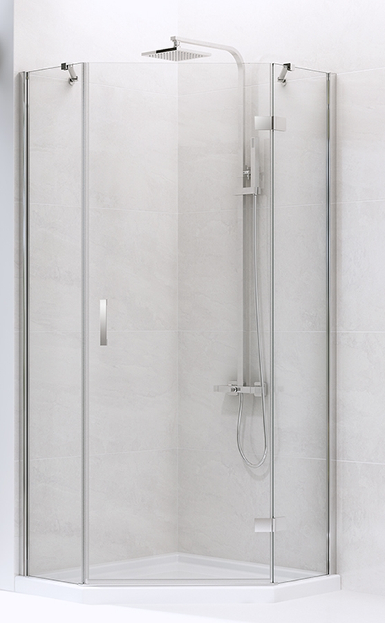 New Trendy New Azura kabina prysznicowa 90x90 cm pięciokątna prawa chrom/szkło przezroczyste K-0338